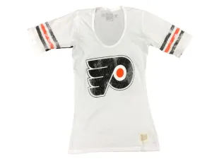 Philadelphia Flyers Retro Brand WOMEN White Quarter Sleeve T-Shirt