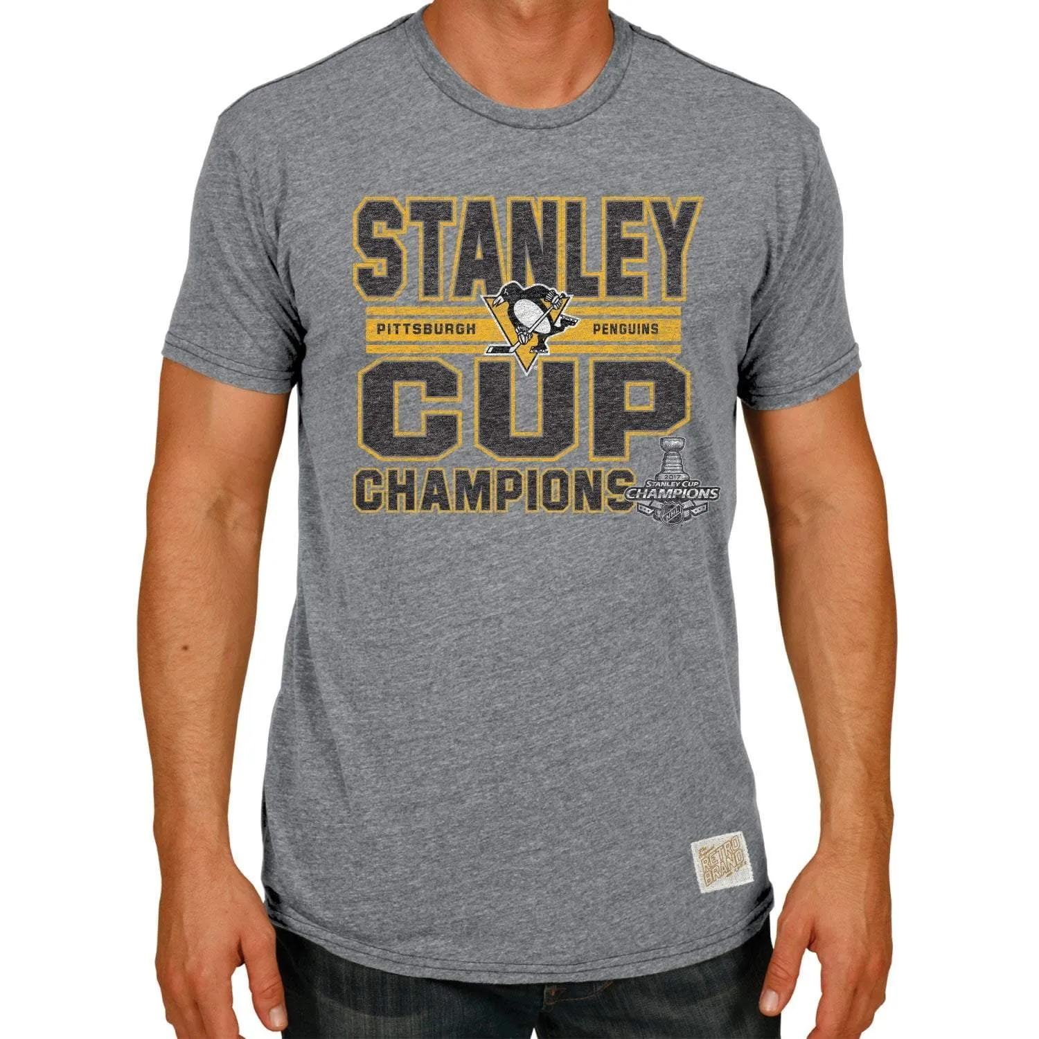Pittsburgh Penguins 2017 Stanley Cup Champions Hockey Trophy Gray T-Shirt