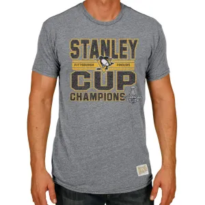 Pittsburgh Penguins 2017 Stanley Cup Champions Hockey Trophy Gray T-Shirt