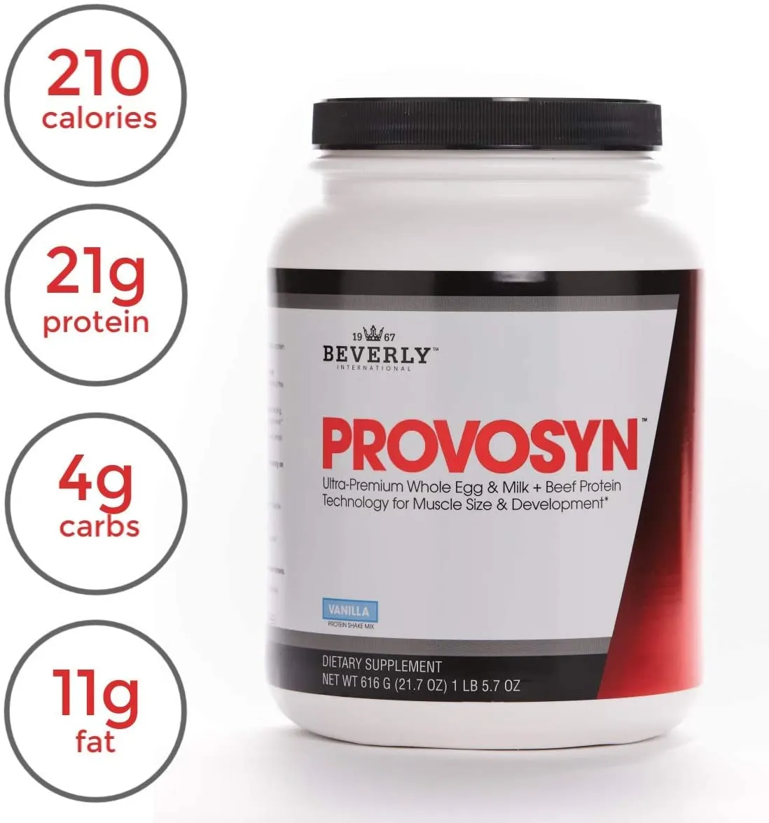 PROVOSYN. The Original Ultra-Premium Whole Egg, Milk (Casein   Whey) and Beef Protein Powder. Fast Muscle Building   Recovery. Perfect for Hard Gainers. Vanilla Flavor, 616 g The Mature Users Protein.