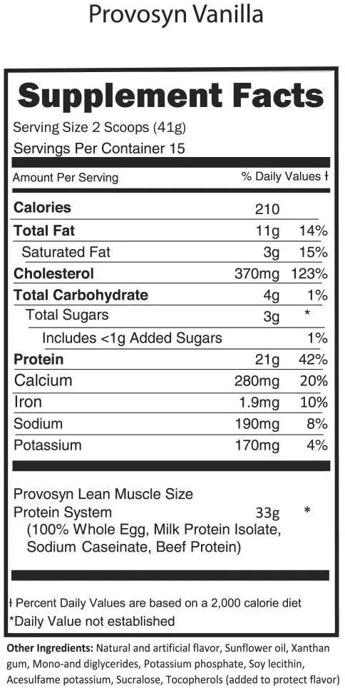 PROVOSYN. The Original Ultra-Premium Whole Egg, Milk (Casein   Whey) and Beef Protein Powder. Fast Muscle Building   Recovery. Perfect for Hard Gainers. Vanilla Flavor, 616 g The Mature Users Protein.