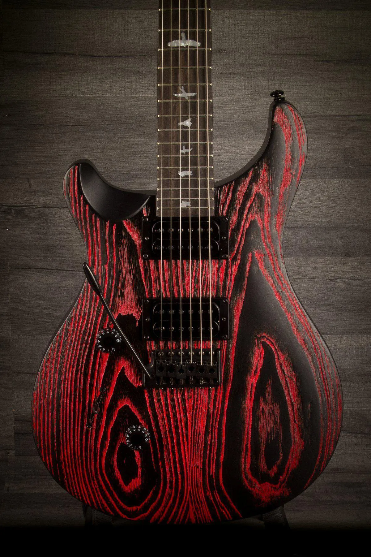 PRS SE Custom 24 Swamp Ash Sand Blasted Fire Red LEFT HAND