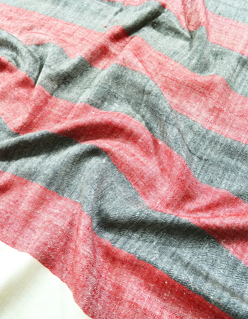 red and blackish grey striped pashmina stole 7990