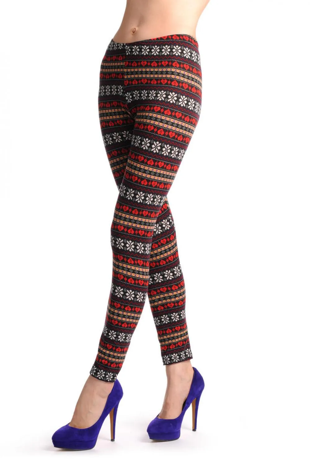 Red White Beige & Black Aztec Jacquard Knit Print