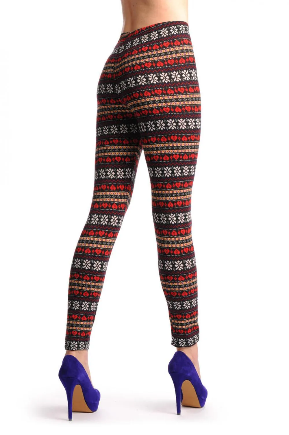 Red White Beige & Black Aztec Jacquard Knit Print