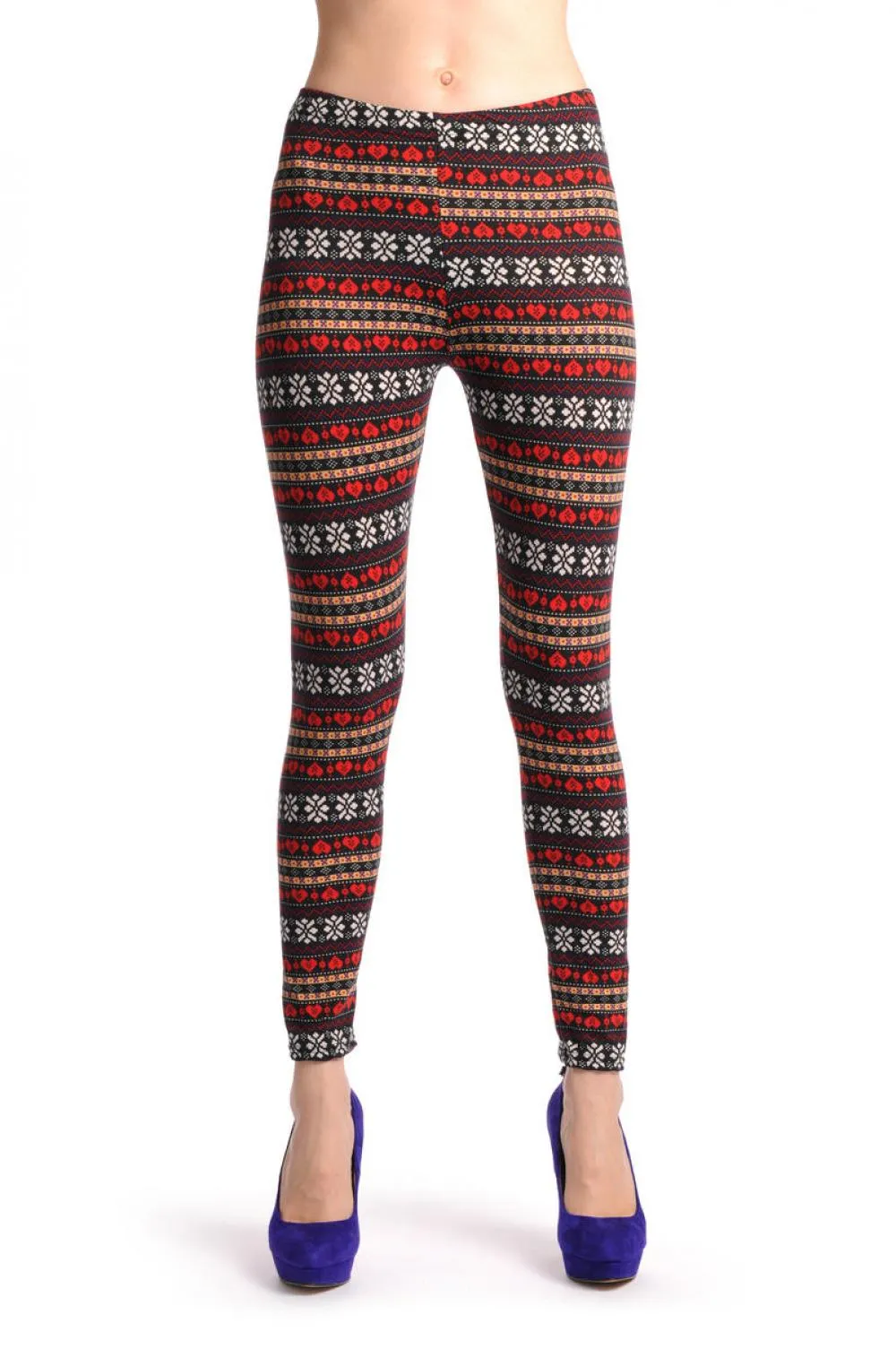 Red White Beige & Black Aztec Jacquard Knit Print
