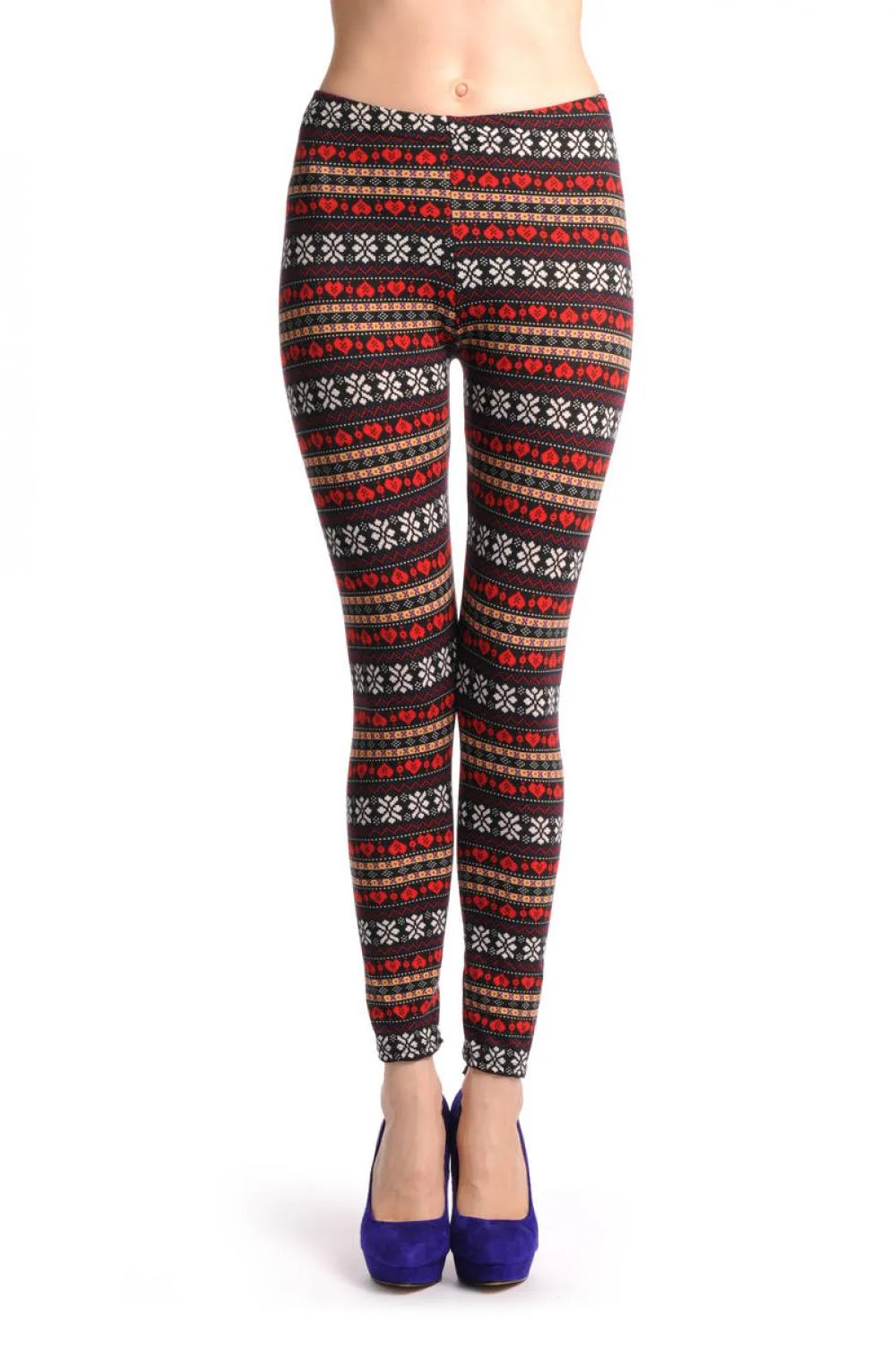 Red White Beige & Black Aztec Jacquard Knit Print