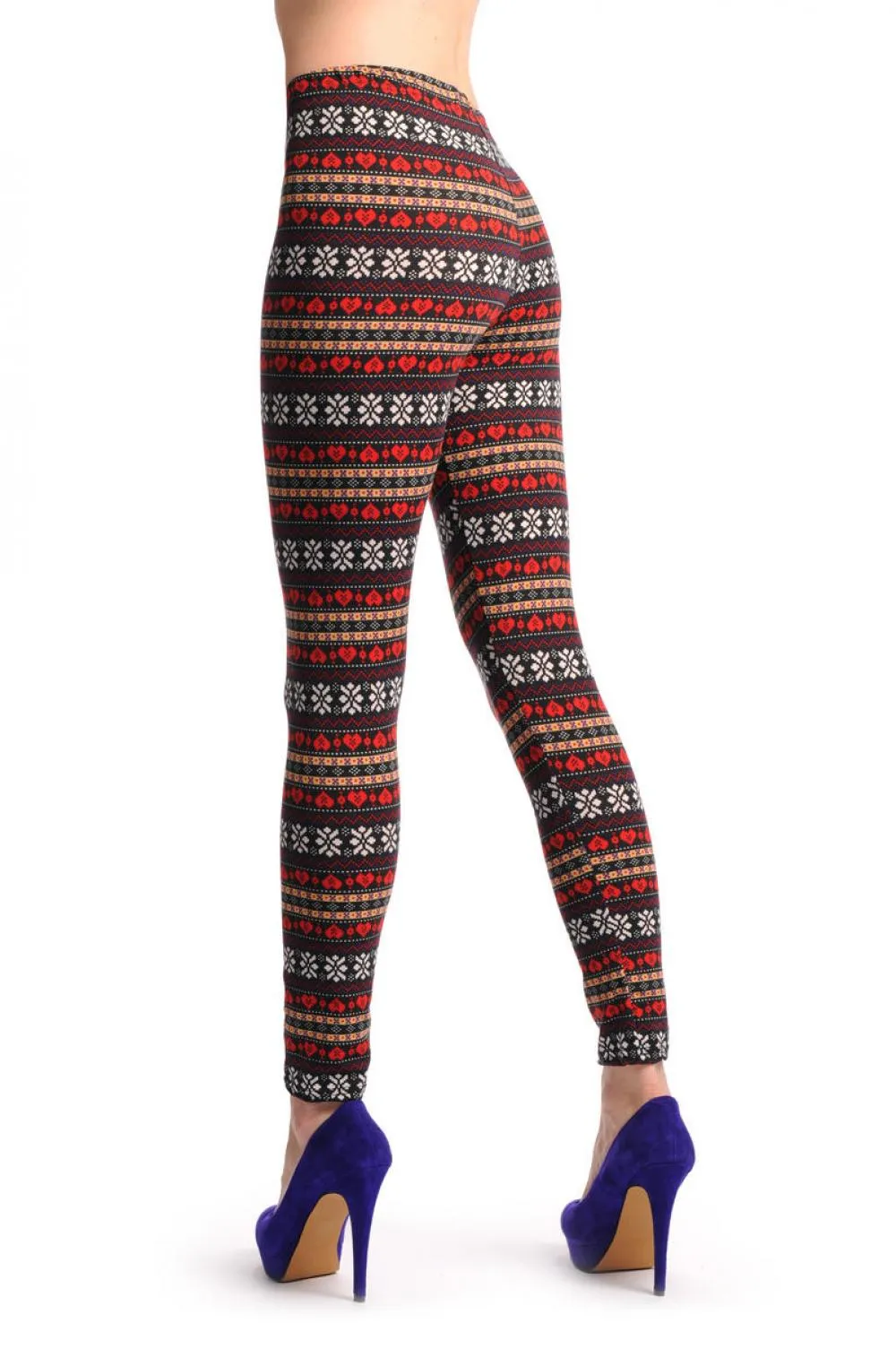 Red White Beige & Black Aztec Jacquard Knit Print