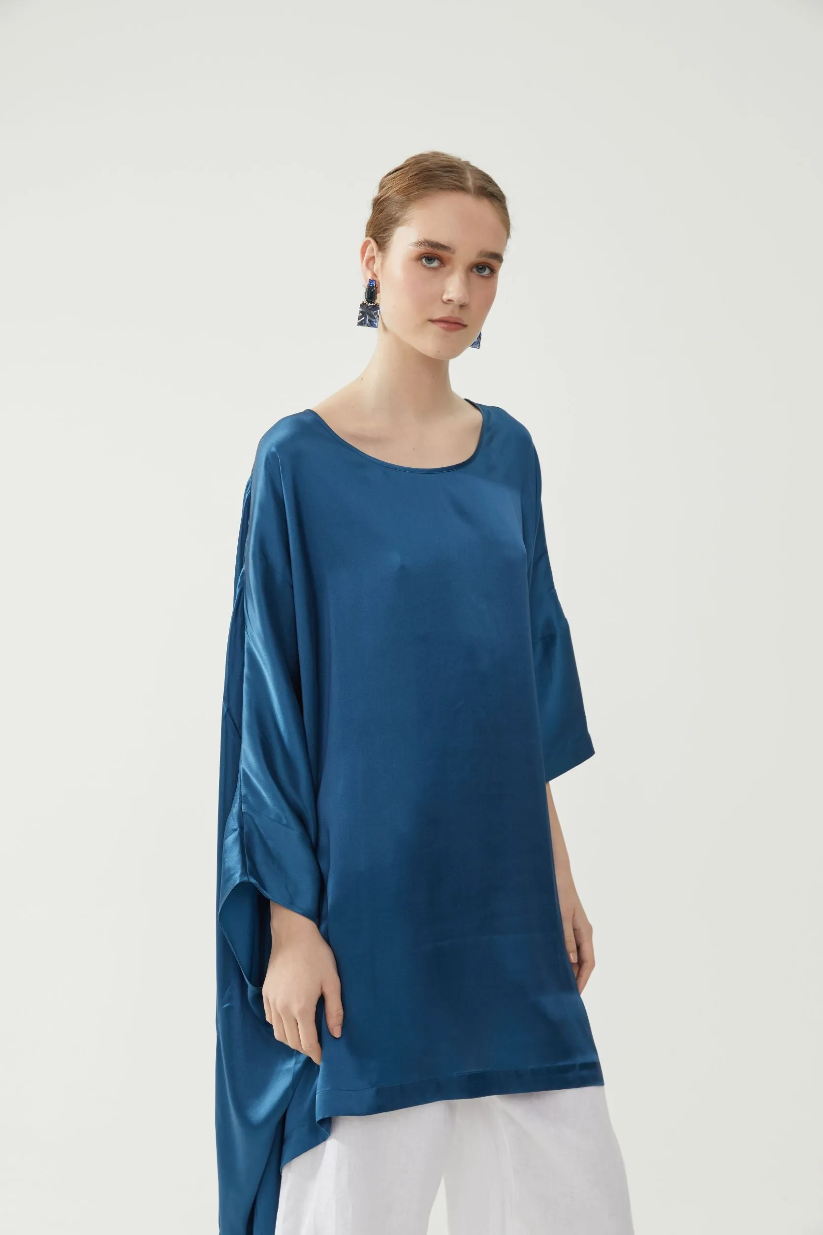 Silk Kaftan - Aegean Blue