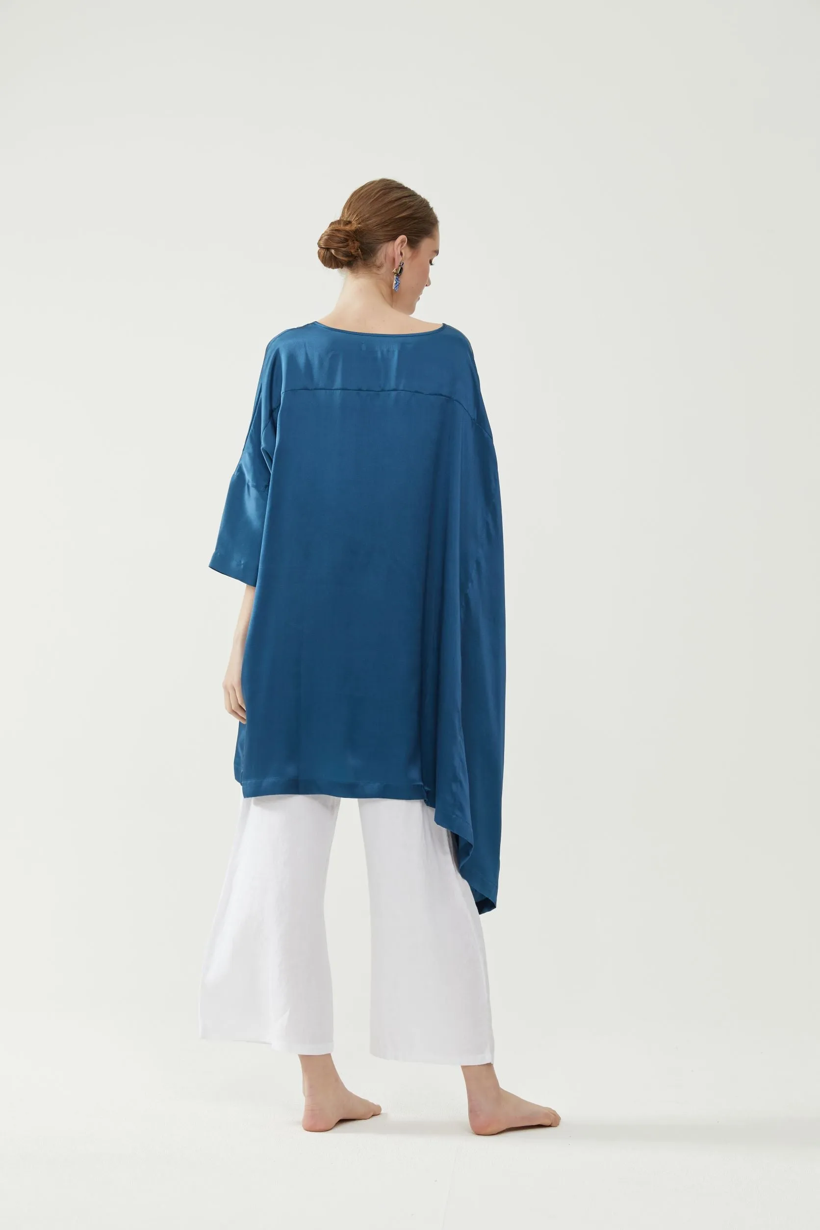 Silk Kaftan - Aegean Blue