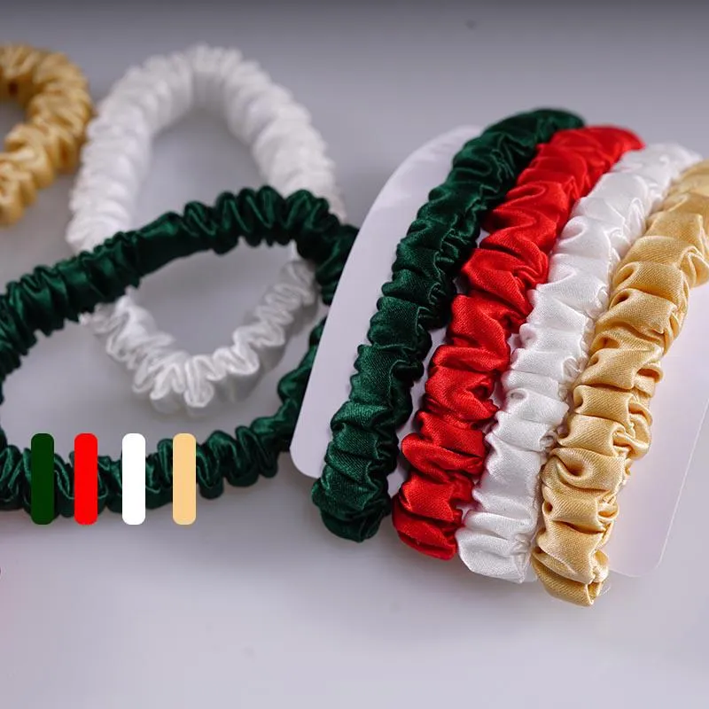 Silk skinny scrunchies - 4 Pack - Christmas - dropshipping
