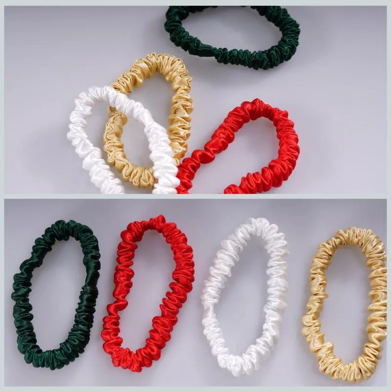 Silk skinny scrunchies - 4 Pack - Christmas - dropshipping