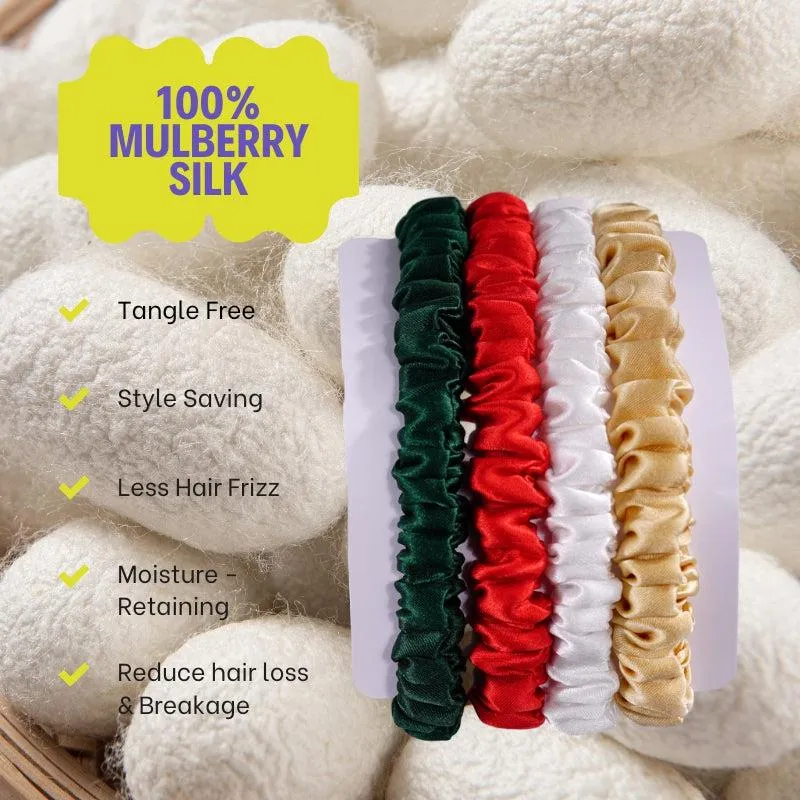 Silk skinny scrunchies - 4 Pack - Christmas - dropshipping