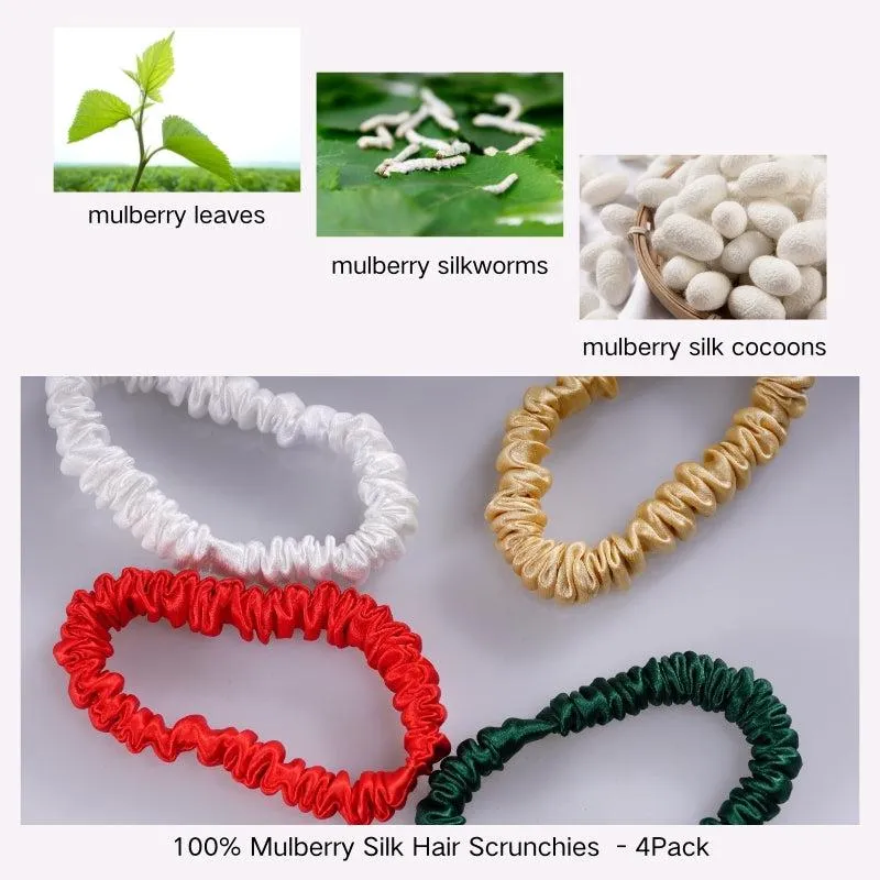 Silk skinny scrunchies - 4 Pack - Christmas - dropshipping