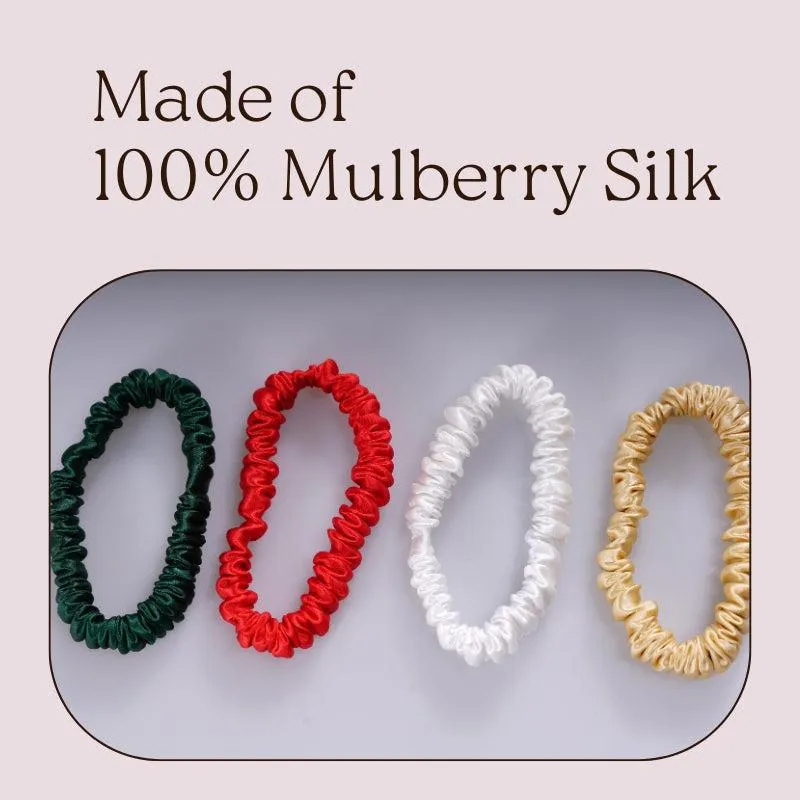 Silk skinny scrunchies - 4 Pack - Christmas - dropshipping