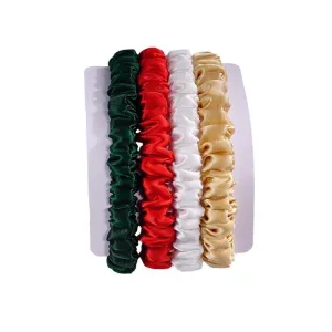 Silk skinny scrunchies - 4 Pack - Christmas - dropshipping
