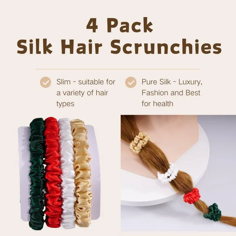 Silk skinny scrunchies - 4 Pack - Christmas - dropshipping