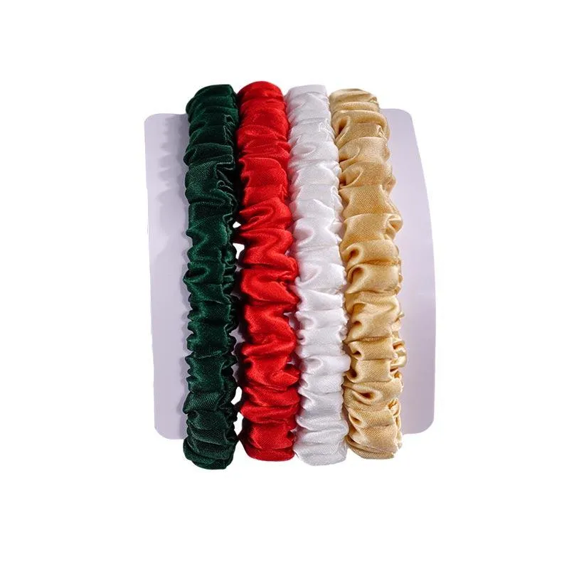 Silk skinny scrunchies - 4 Pack - Christmas - dropshipping
