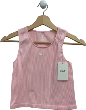 STAX Pink V5 Ribbed Crop Tank Top UK XS
