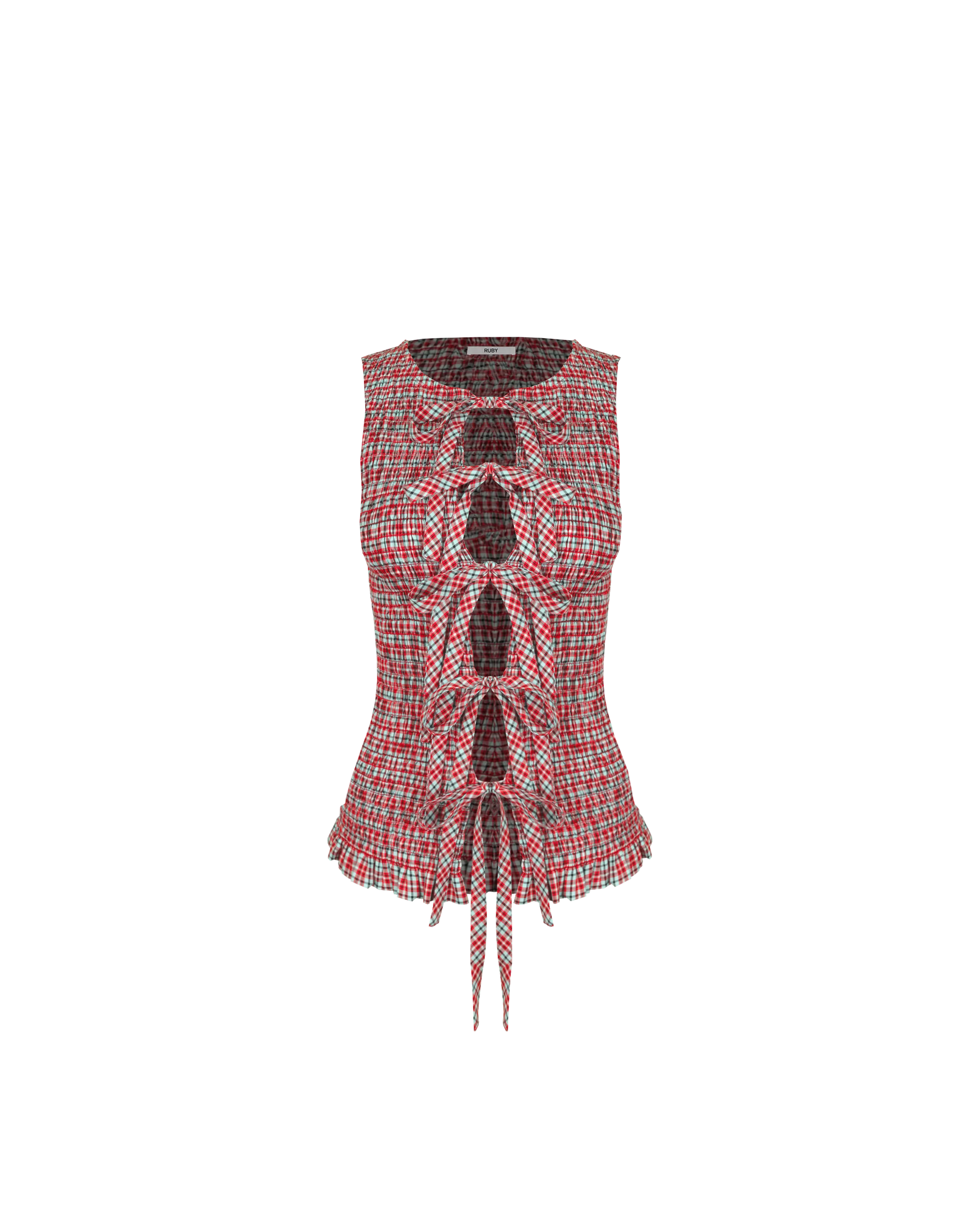 TRULLI TIE TOP BLUE RASPBERRY TARTAN