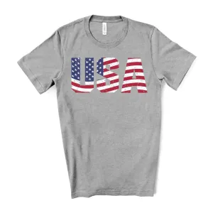 USA American Flag 4th of July T-Shirt - Athletic Heather