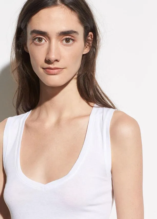 VINCE - Sleeveless V-Neck in Optic White