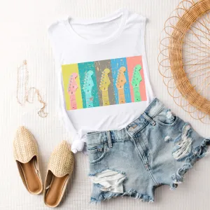 Vintage Guitars Unisex Bella Canvas® Muscle Tank, Spring or Summer Women's Beautiful Colors Music Festival Tank, Olive, Mauve, White or Dusty Blue