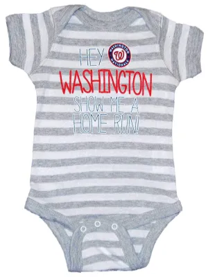Washington Nationals SAAG Infant Gray Striped Home Run One Piece Outfit