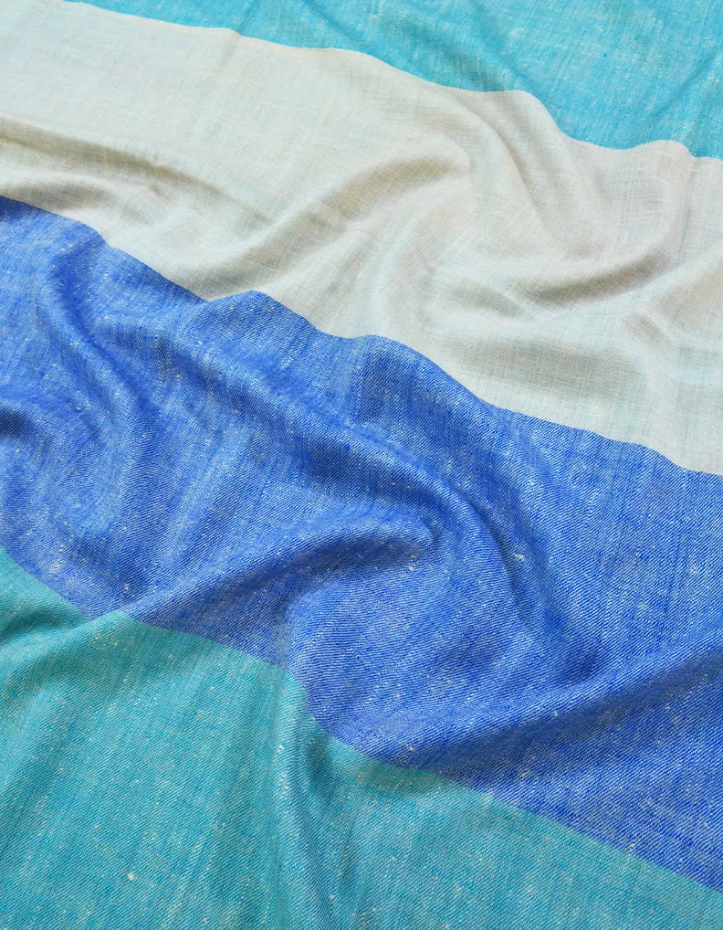 White BLue and Skyblue Striped Pashmina Shawl 7394