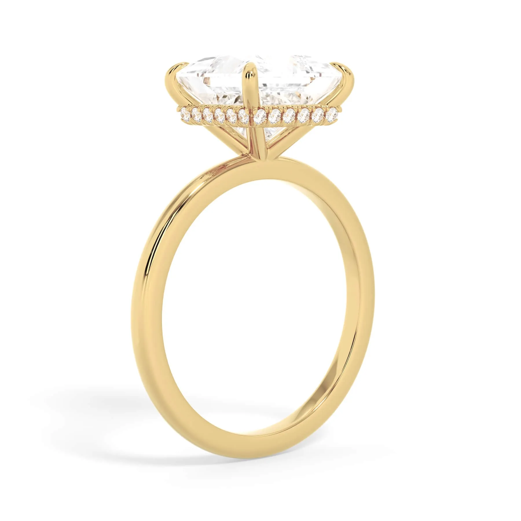 Wrap Diamond Engagement Ring with Plain Band - Yellow Wrap