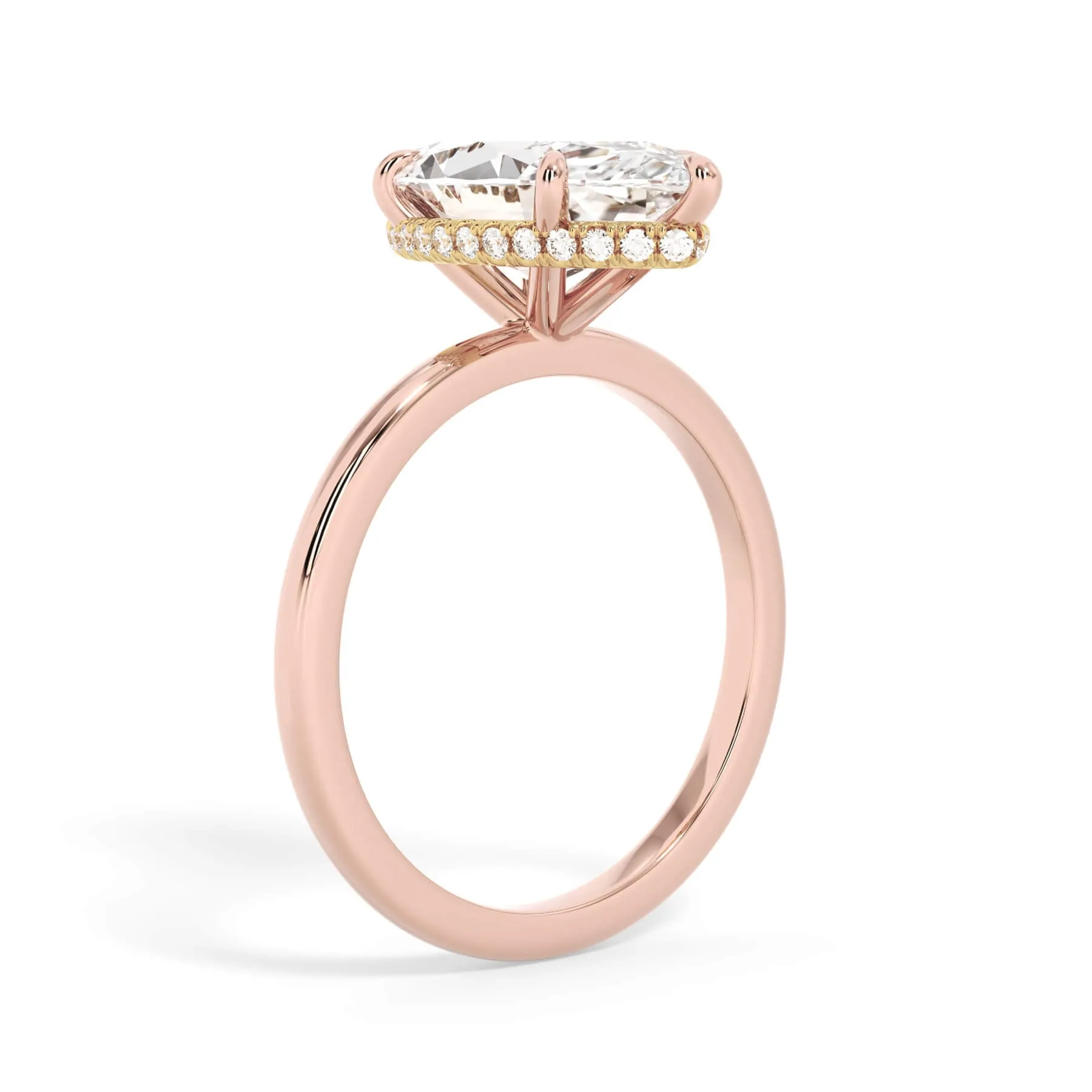 Wrap Diamond Engagement Ring with Plain Band - Yellow Wrap