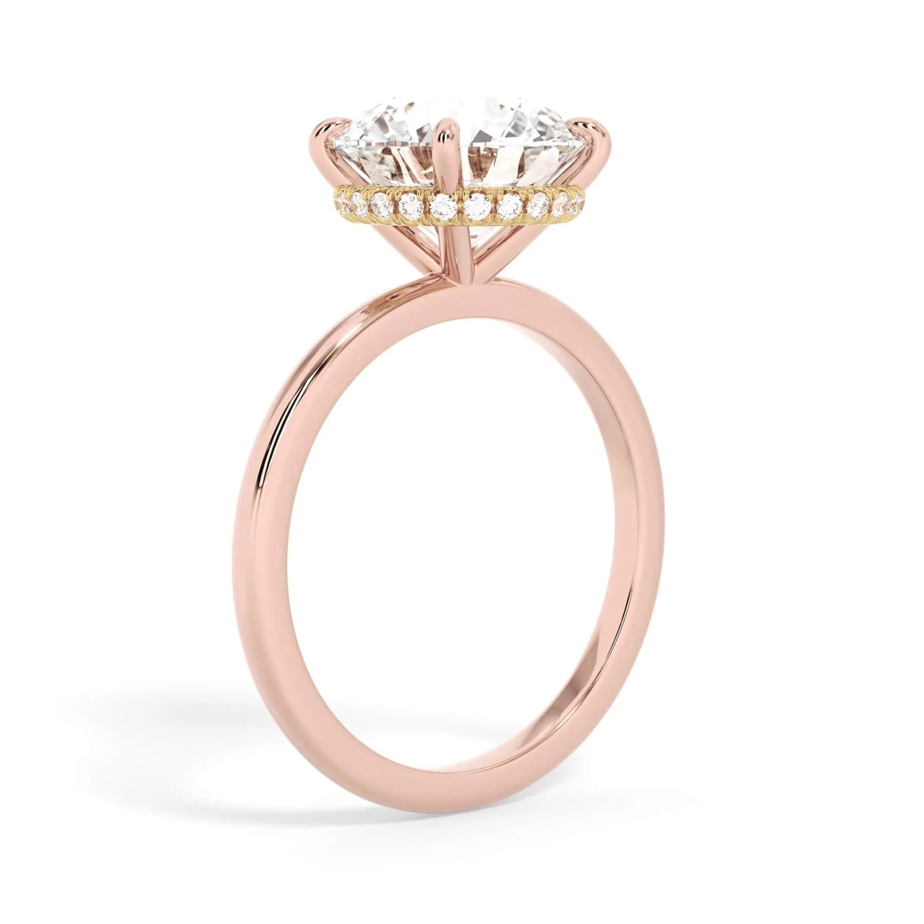 Wrap Diamond Engagement Ring with Plain Band - Yellow Wrap