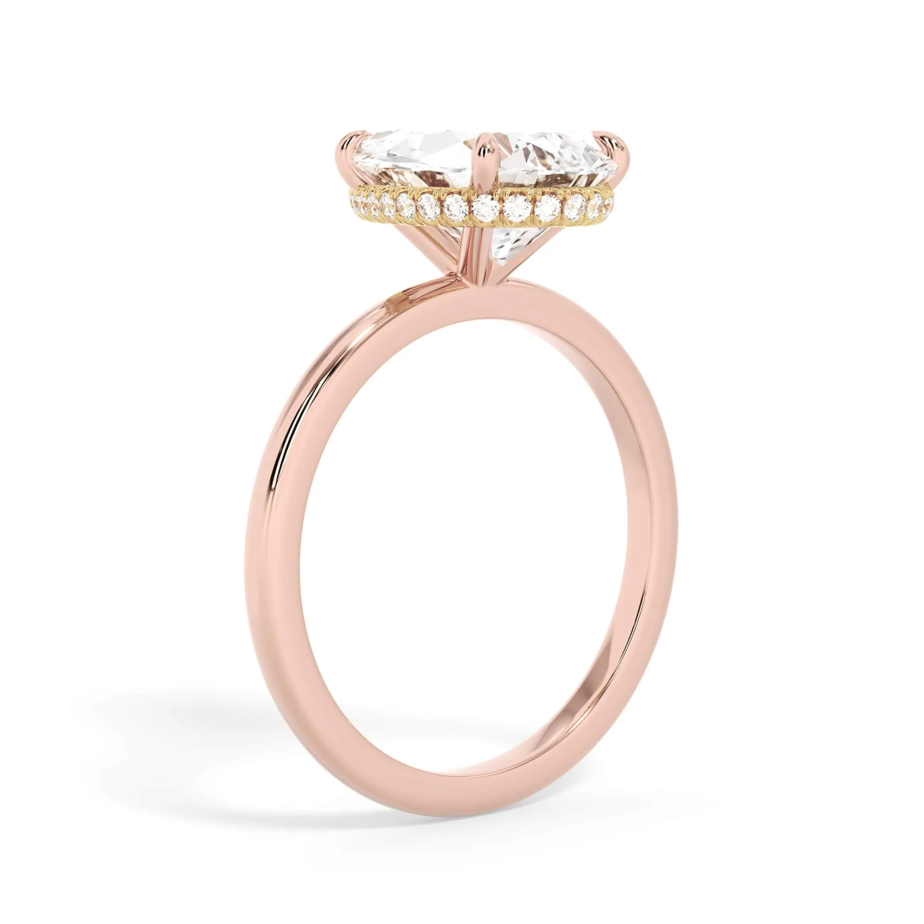 Wrap Diamond Engagement Ring with Plain Band - Yellow Wrap