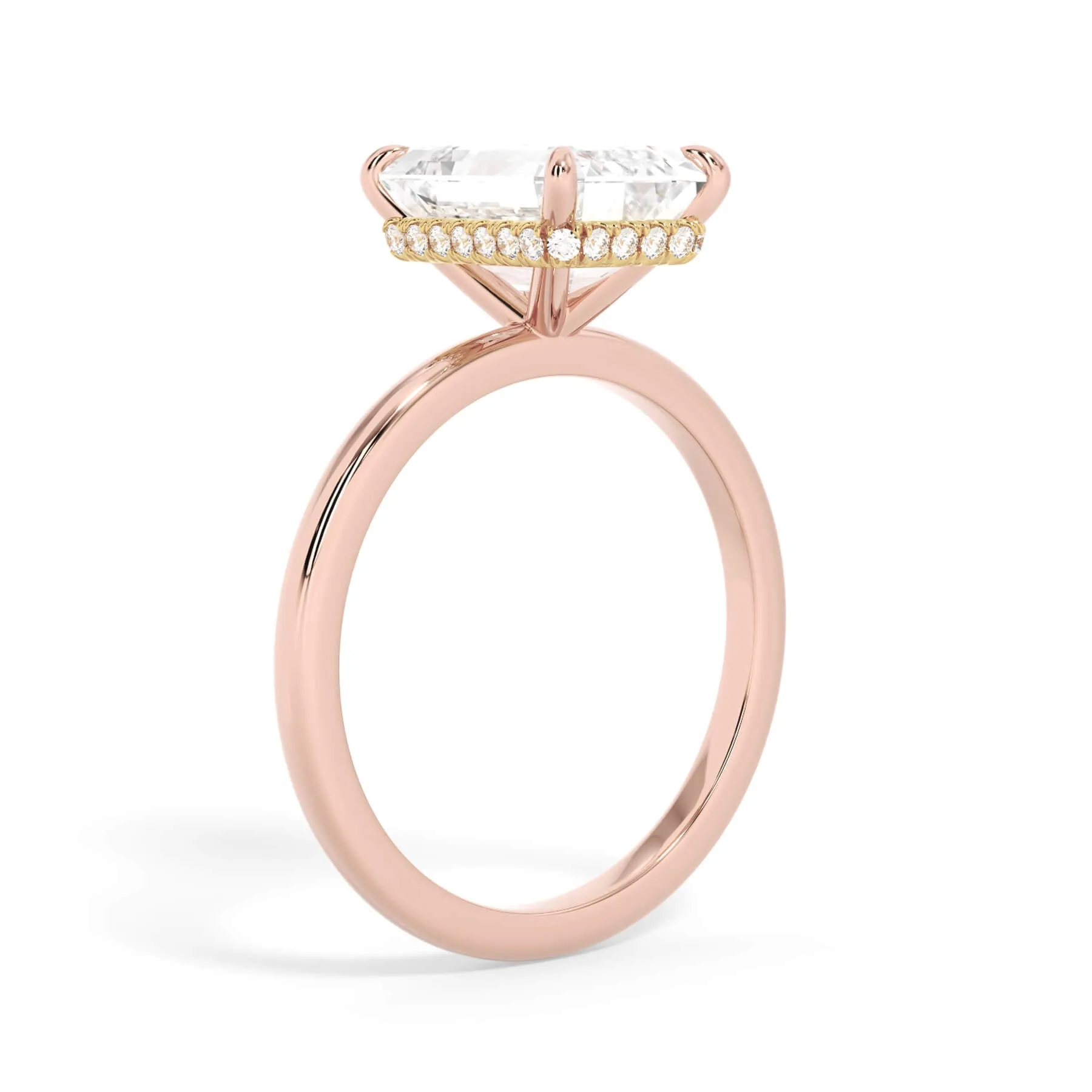 Wrap Diamond Engagement Ring with Plain Band - Yellow Wrap