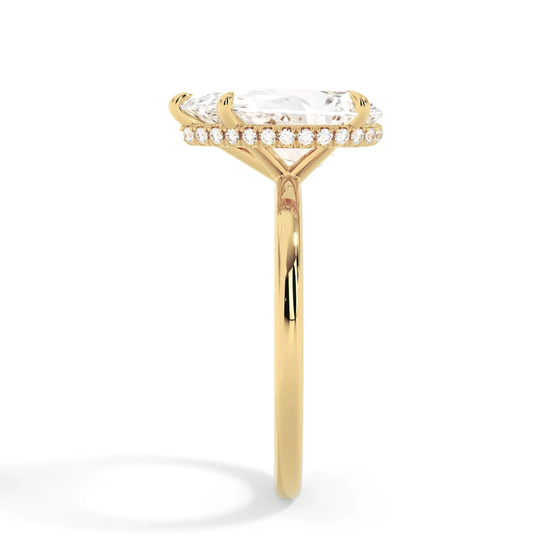 Wrap Diamond Engagement Ring with Plain Band - Yellow Wrap