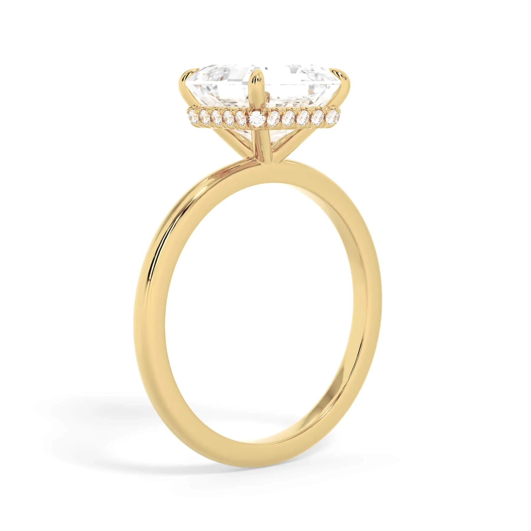 Wrap Diamond Engagement Ring with Plain Band - Yellow Wrap