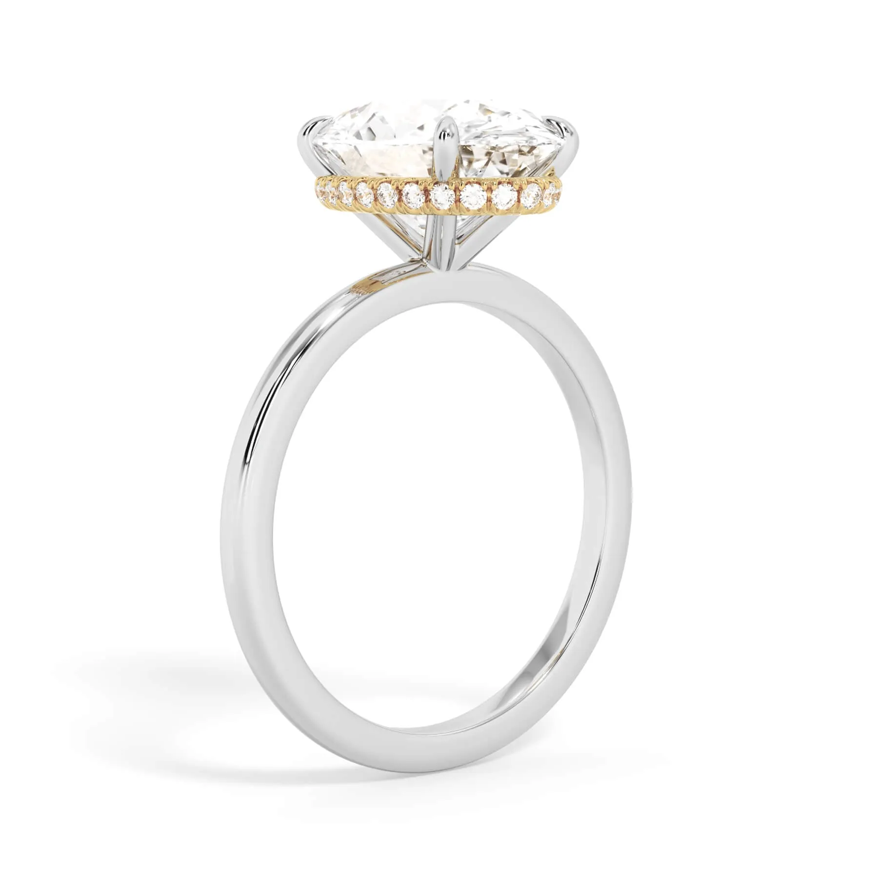 Wrap Diamond Engagement Ring with Plain Band - Yellow Wrap