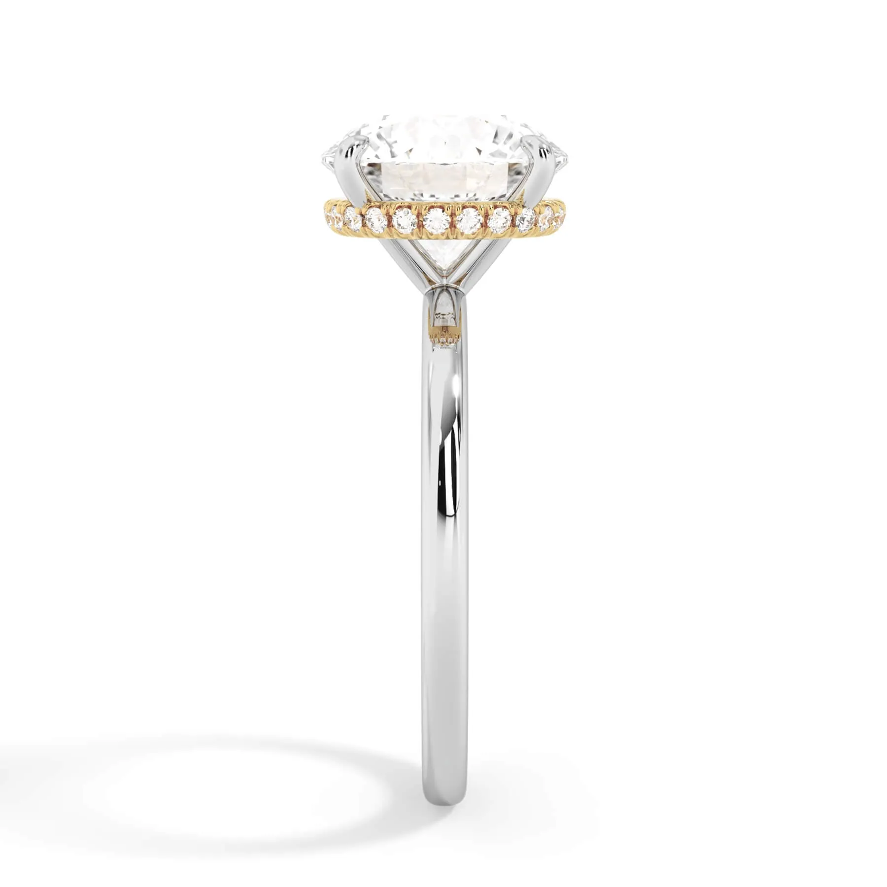 Wrap Diamond Engagement Ring with Plain Band - Yellow Wrap
