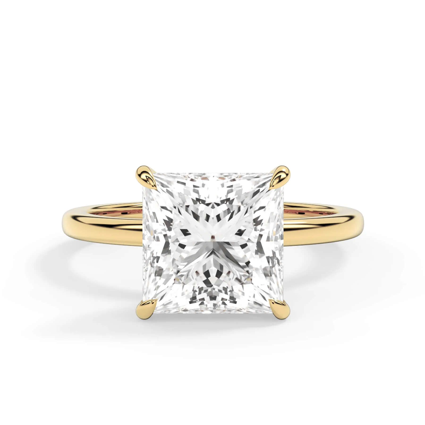 Wrap Diamond Engagement Ring with Plain Band - Yellow Wrap