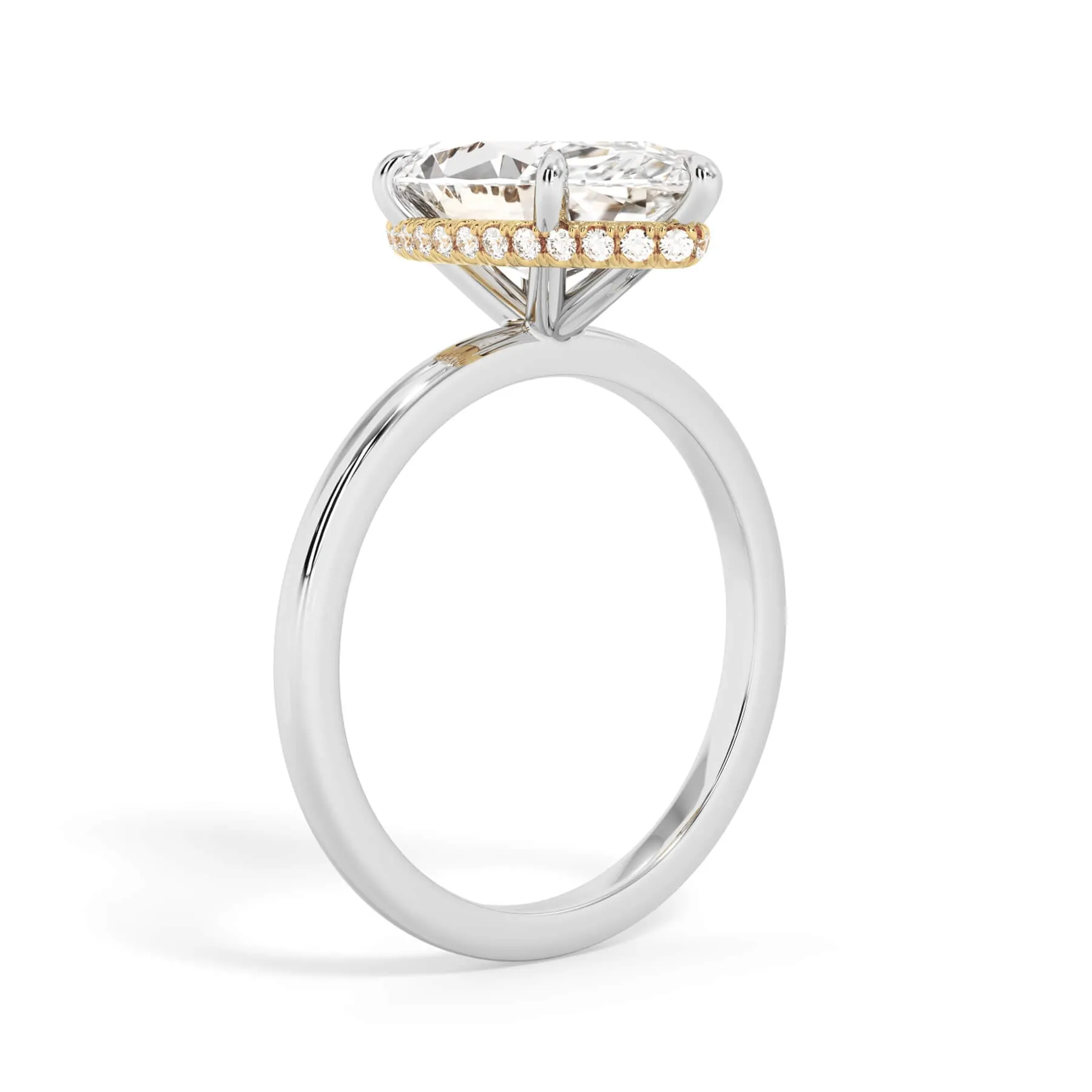 Wrap Diamond Engagement Ring with Plain Band - Yellow Wrap