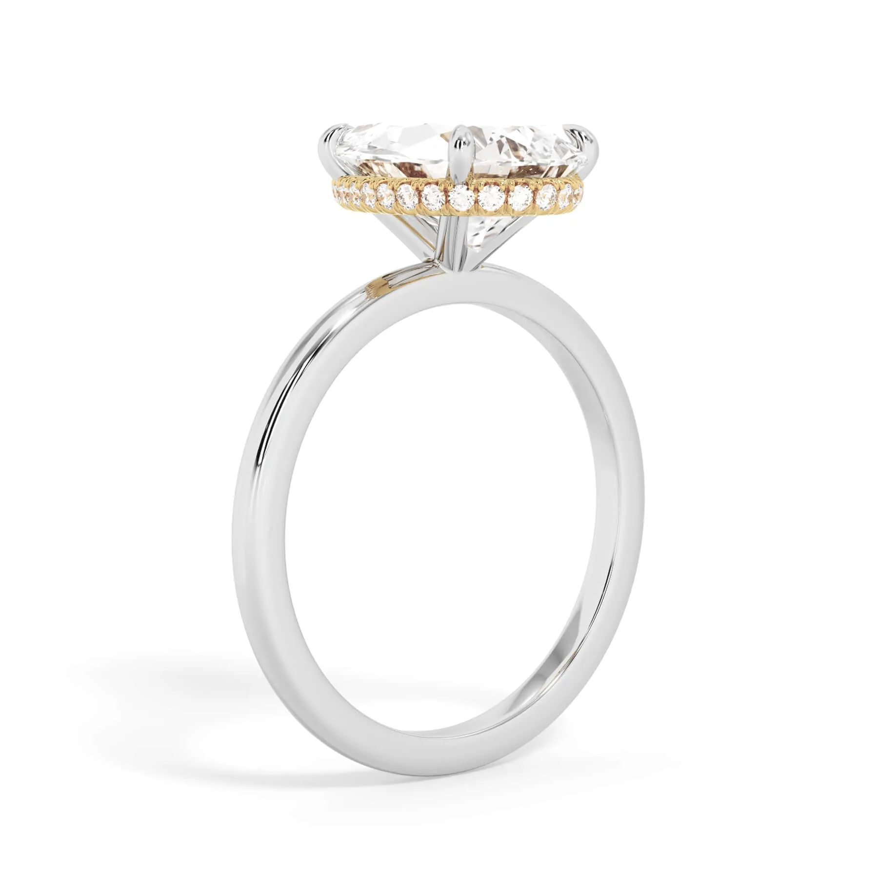 Wrap Diamond Engagement Ring with Plain Band - Yellow Wrap