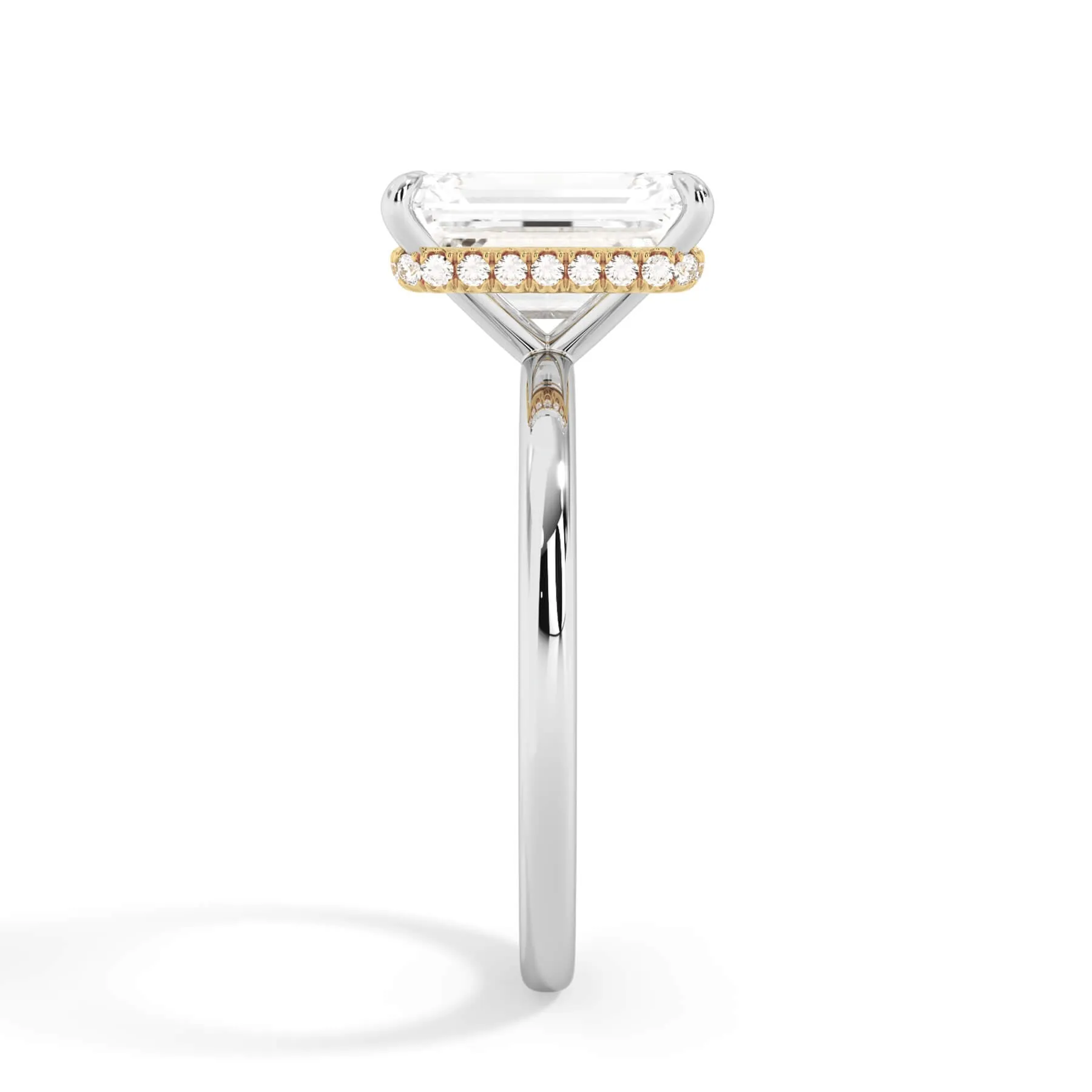 Wrap Diamond Engagement Ring with Plain Band - Yellow Wrap