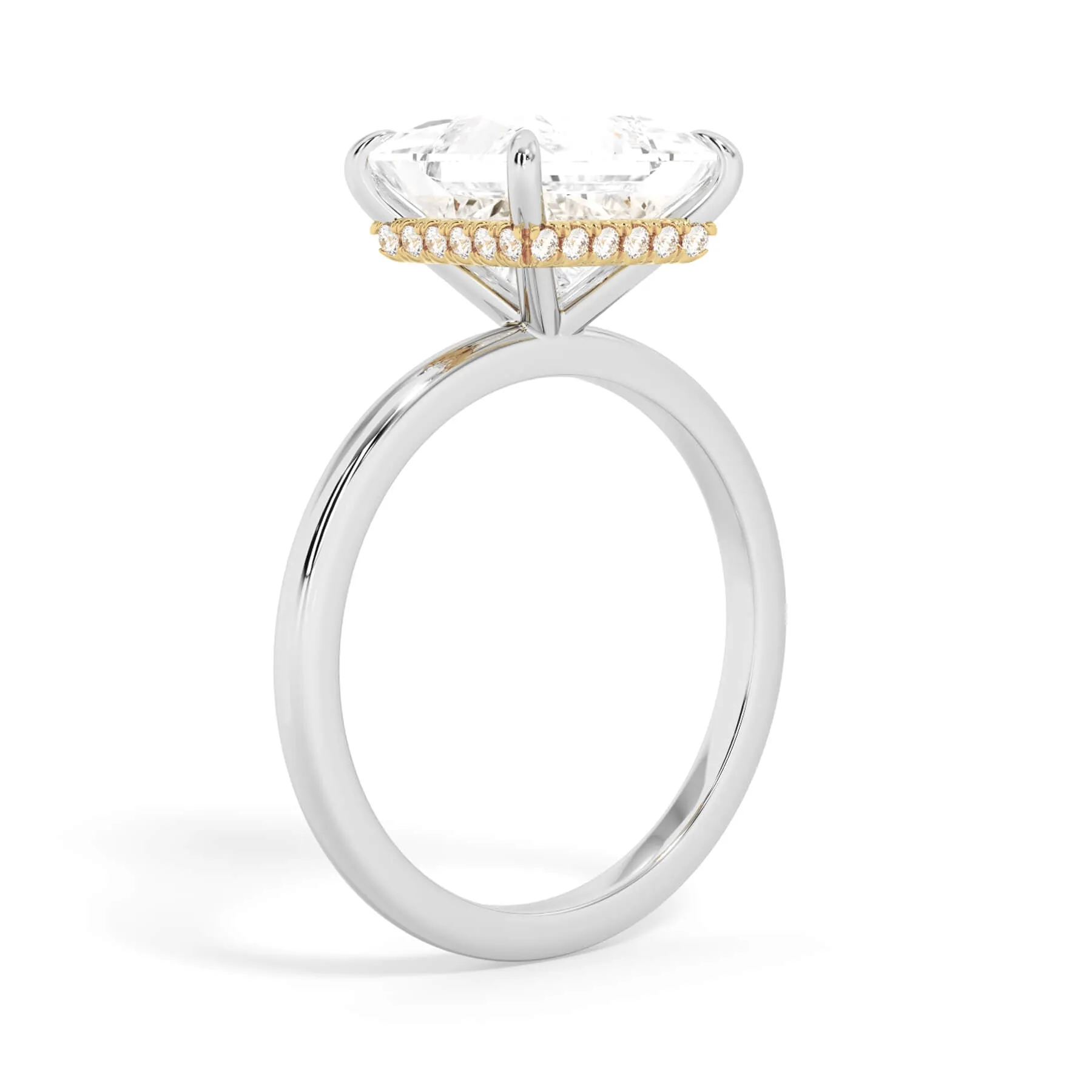 Wrap Diamond Engagement Ring with Plain Band - Yellow Wrap
