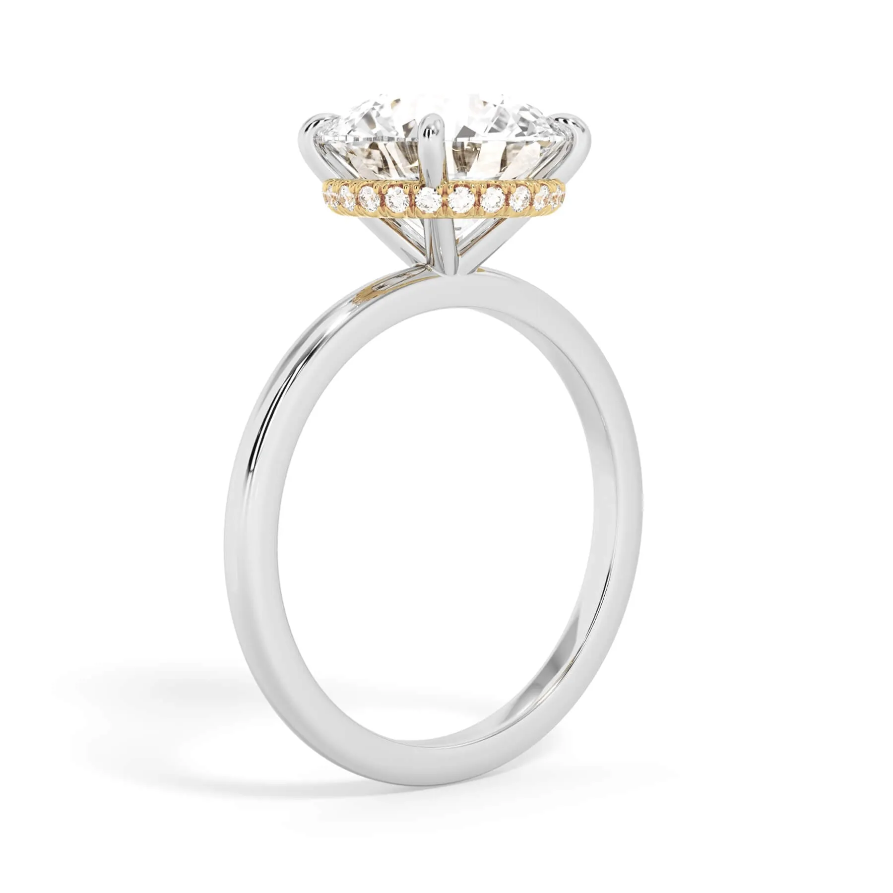 Wrap Diamond Engagement Ring with Plain Band - Yellow Wrap