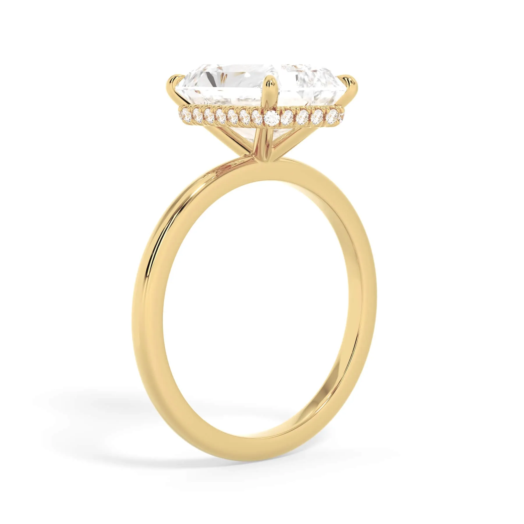 Wrap Diamond Engagement Ring with Plain Band - Yellow Wrap