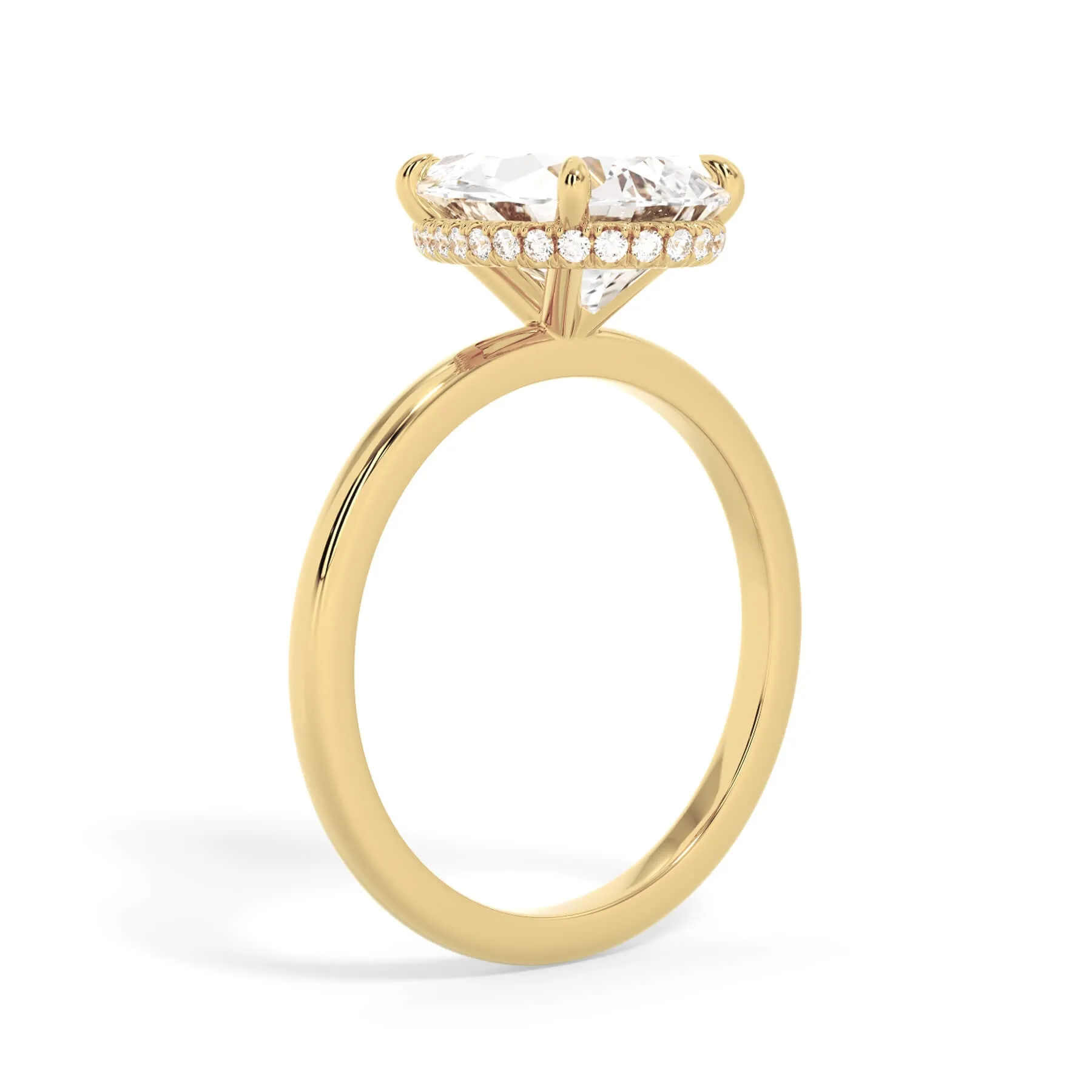 Wrap Diamond Engagement Ring with Plain Band - Yellow Wrap
