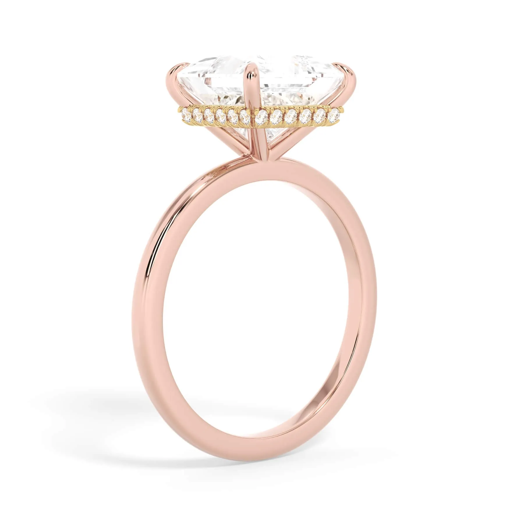 Wrap Diamond Engagement Ring with Plain Band - Yellow Wrap