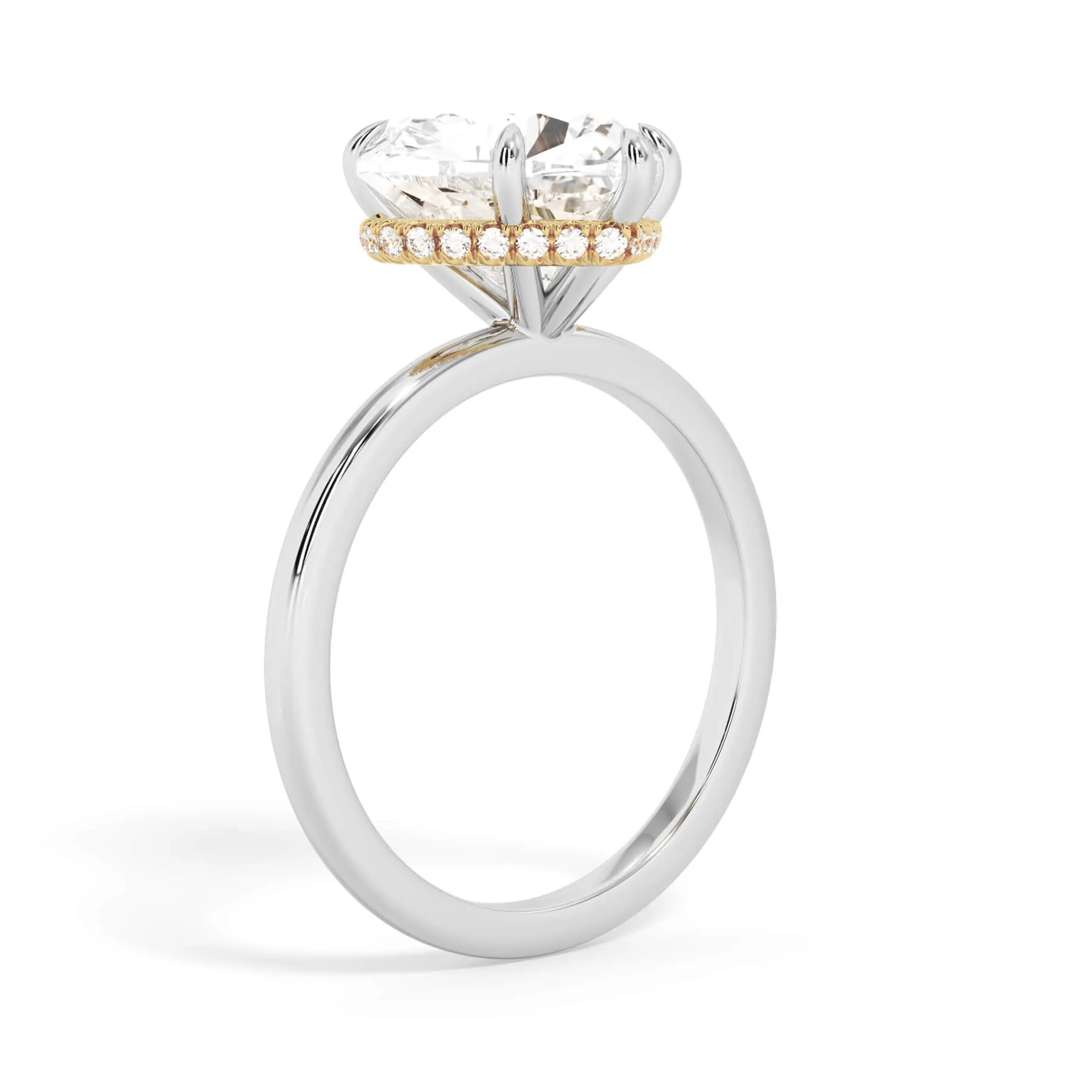 Wrap Diamond Engagement Ring with Plain Band - Yellow Wrap