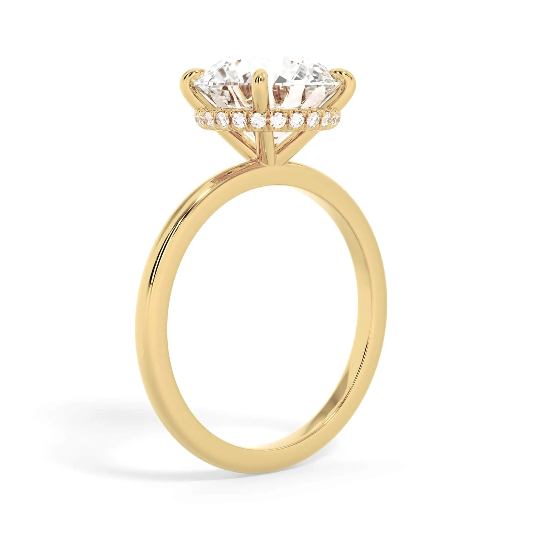 Wrap Diamond Engagement Ring with Plain Band - Yellow Wrap