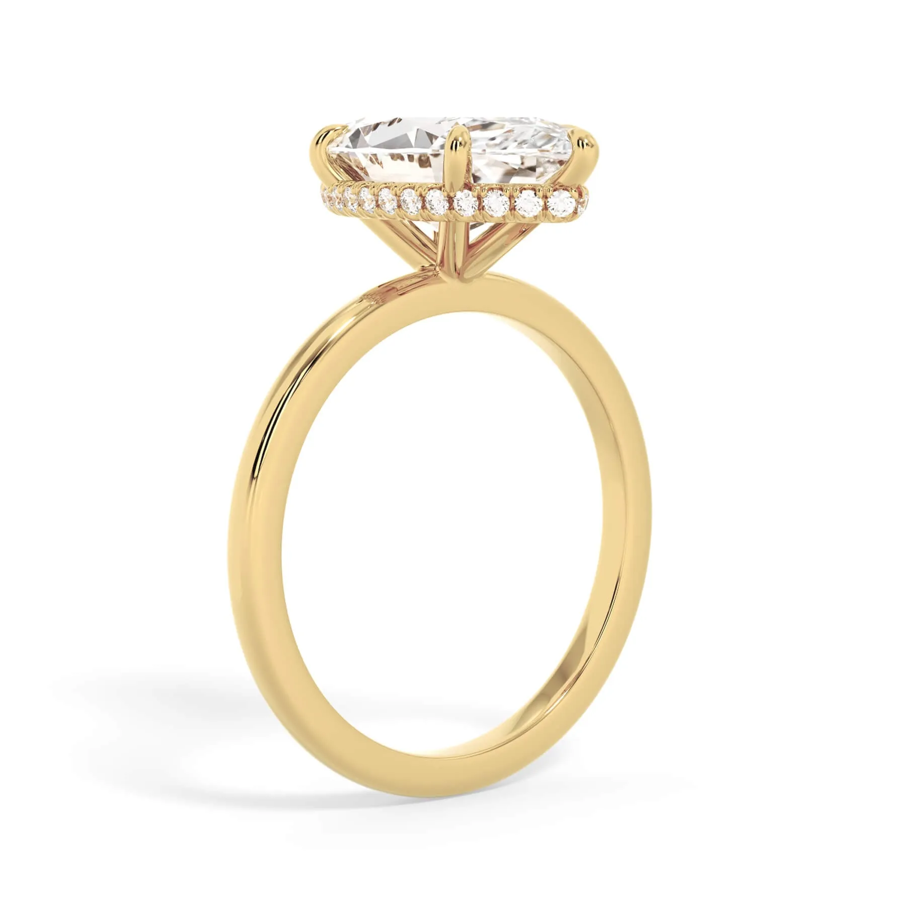 Wrap Diamond Engagement Ring with Plain Band - Yellow Wrap